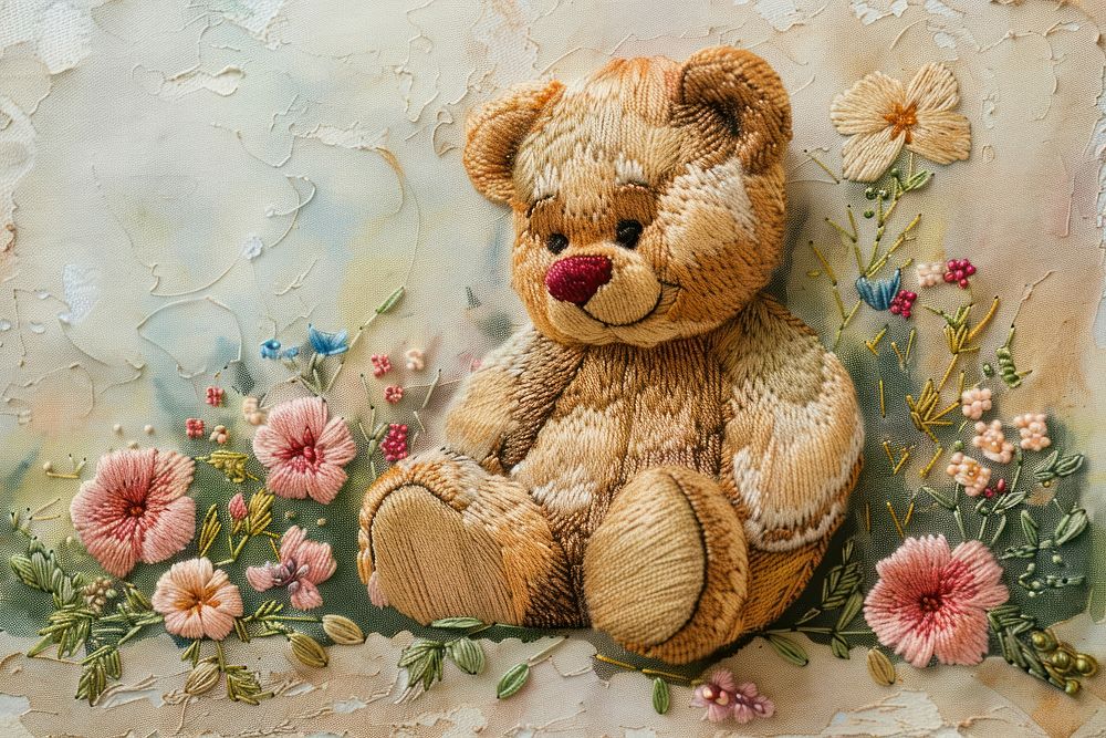 Teddy bear embroidery pattern toy.