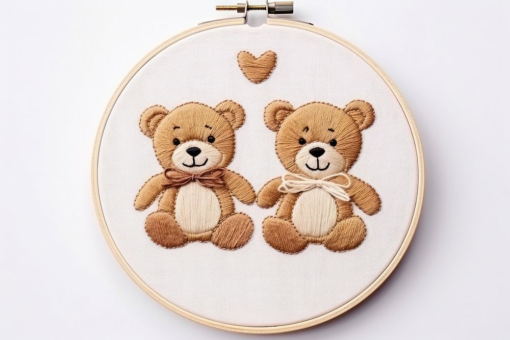 Teddy bears embroidery pattern stitch.