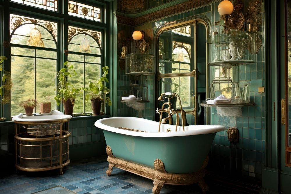 Antique Luxury bathroom bathing bathtub indoors.