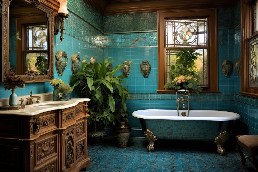 Antique Luxury bathroom furniture bathing bathtub.