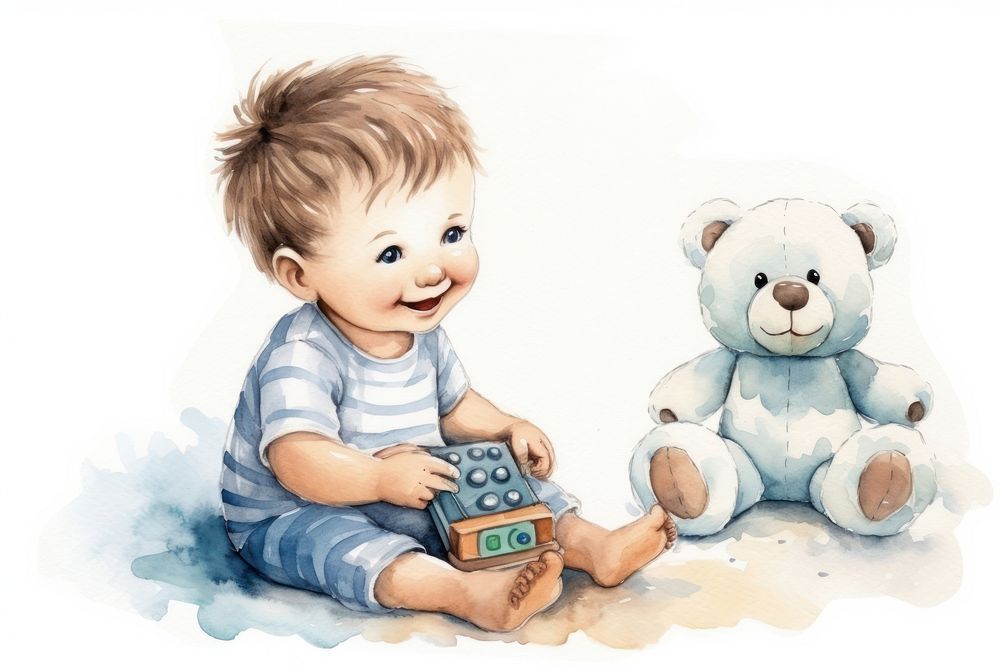 Baby boy toy photography portrait.