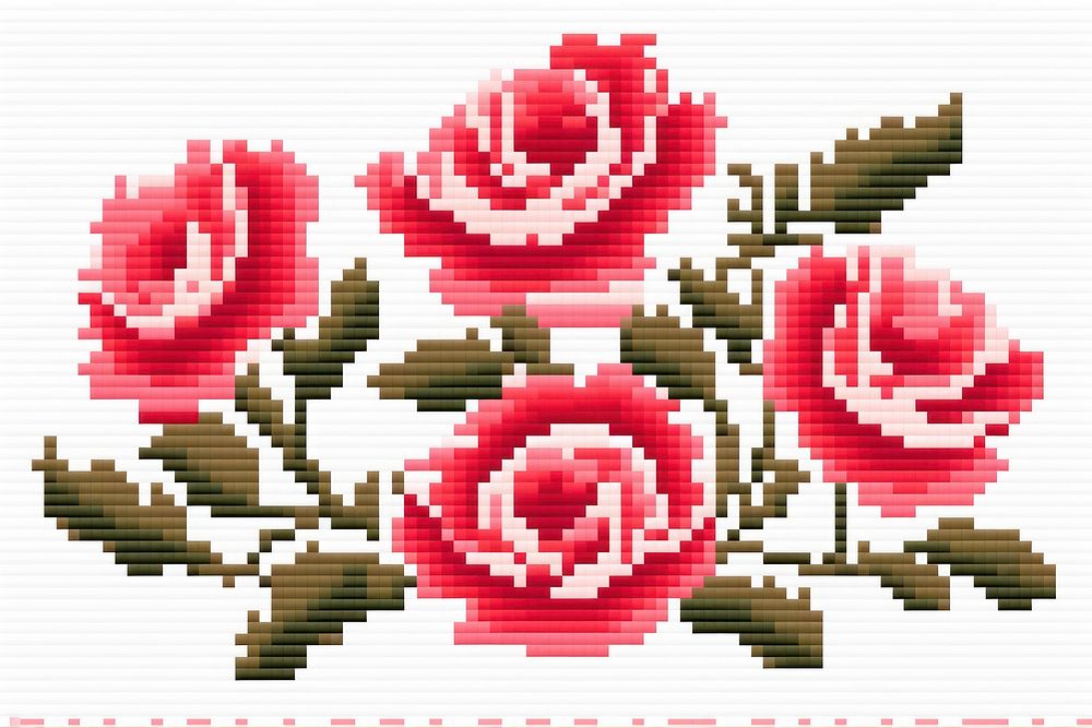 Cross-stitch rose garden graphics embroidery blackboard.