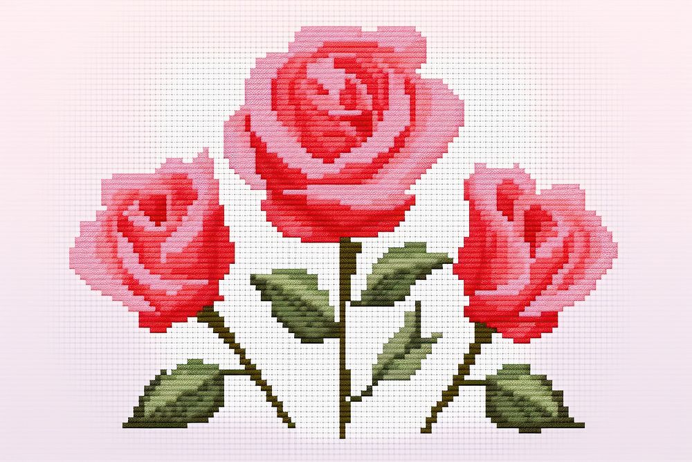 Cross-stitch rose garden embroidery pattern blossom.
