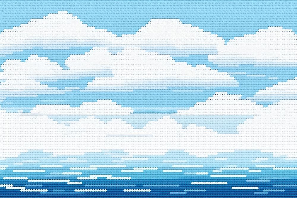 Cross-stitch sky and sea outdoors cumulus weather.