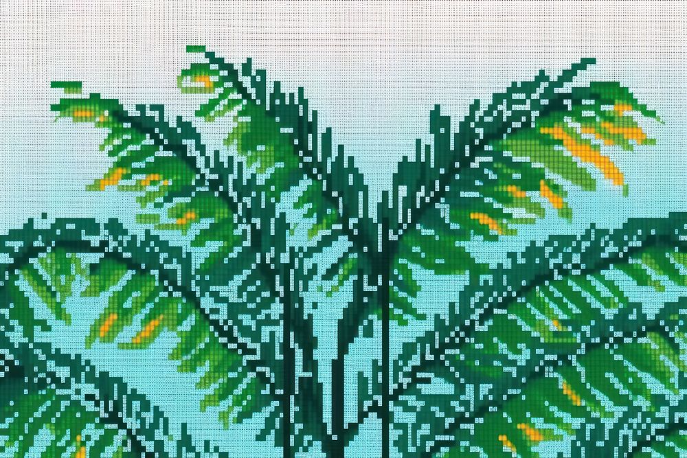 Cross stitch tropical leaves graphics land vegetation.