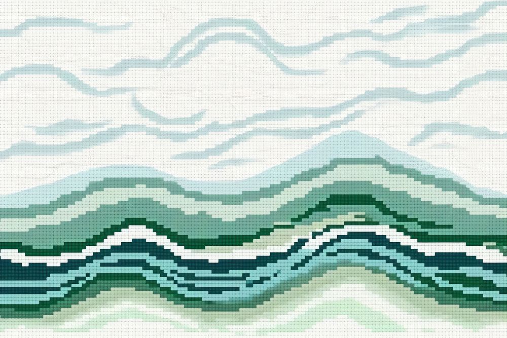 Cross stitch wave pattern art home decor.