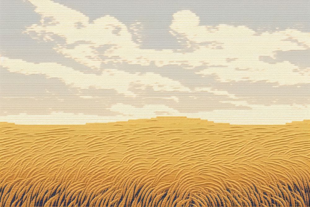 Cross stitch wheat field landscape agriculture countryside.