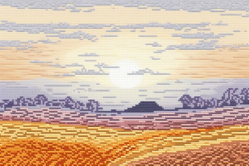 Cross stitch harvest texture painting outdoors.