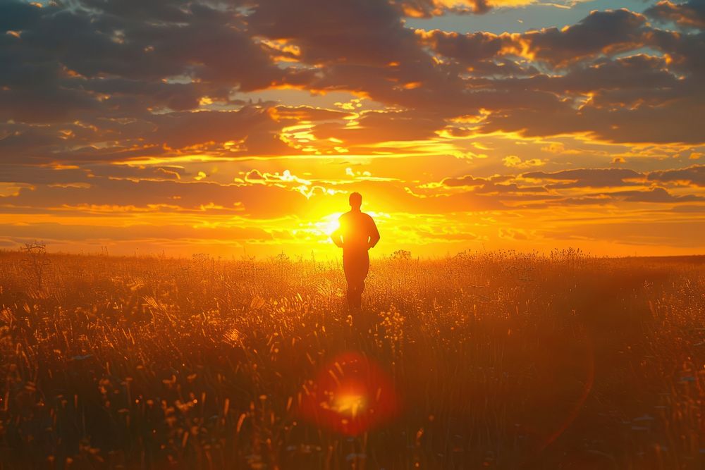 Man running photo sun backlighting.