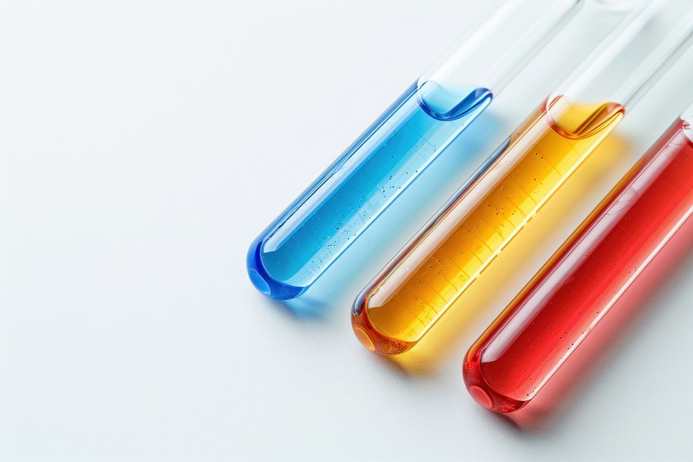 Laboratory test tubes cosmetics lipstick.