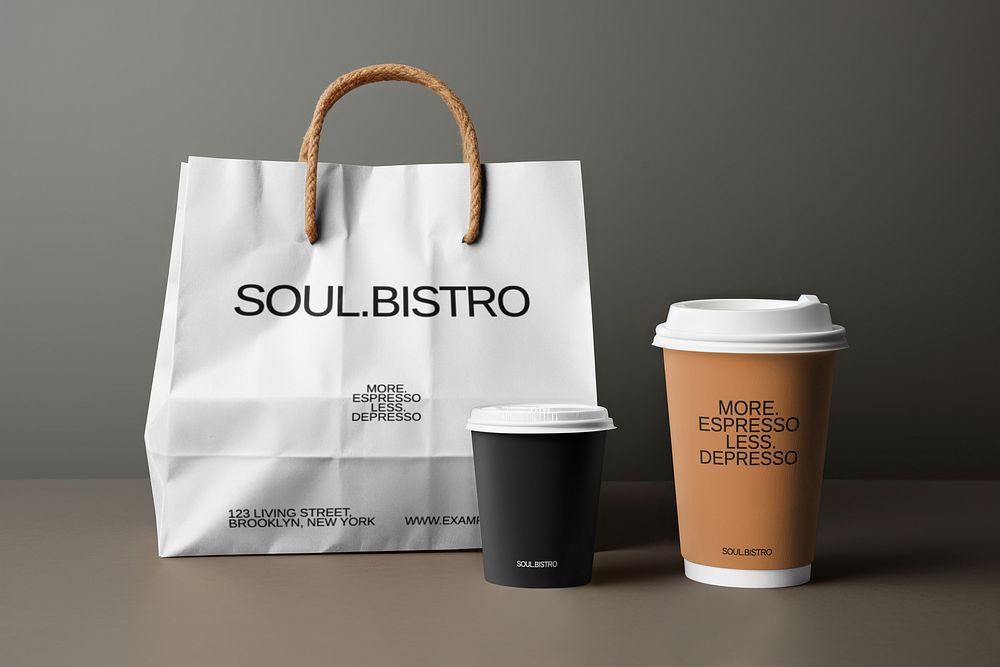 Coffee shop product packaging mockups psd