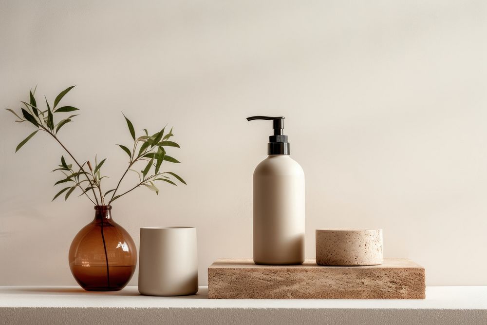 Natural bathroom essentials at the spa bottle lotion shaker.