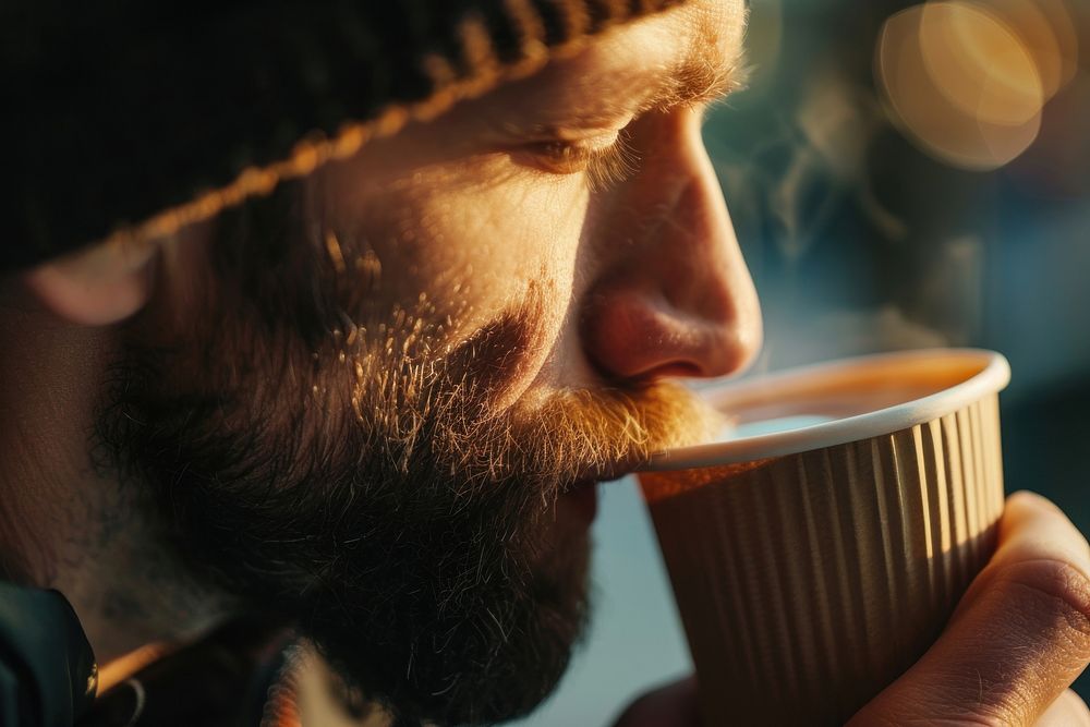 Man drinking coffee beverage person human.