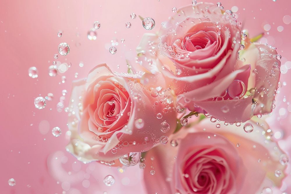 Roses valentines-day oil bubble blossom dessert wedding.