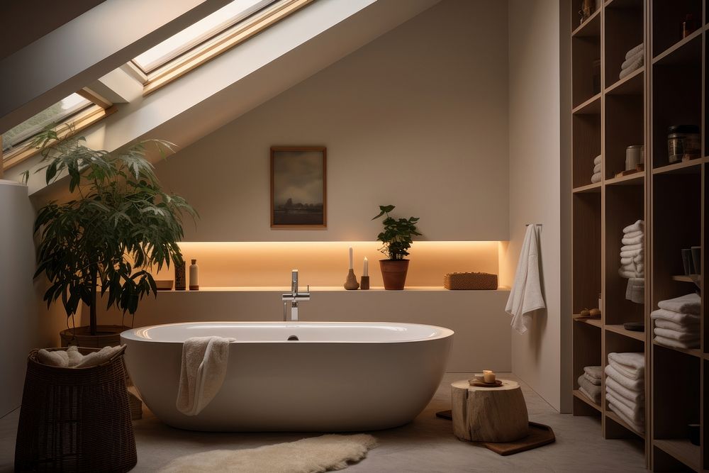 Bathroom interior in a luxury house architecture building bathing.