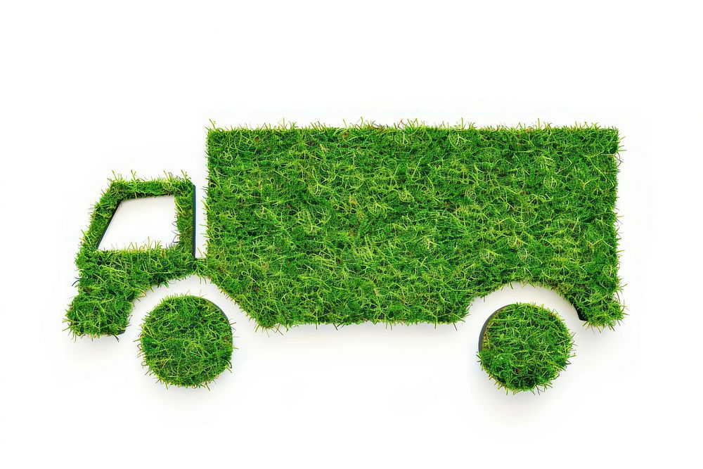 Truck shape lawn grass green blackboard.