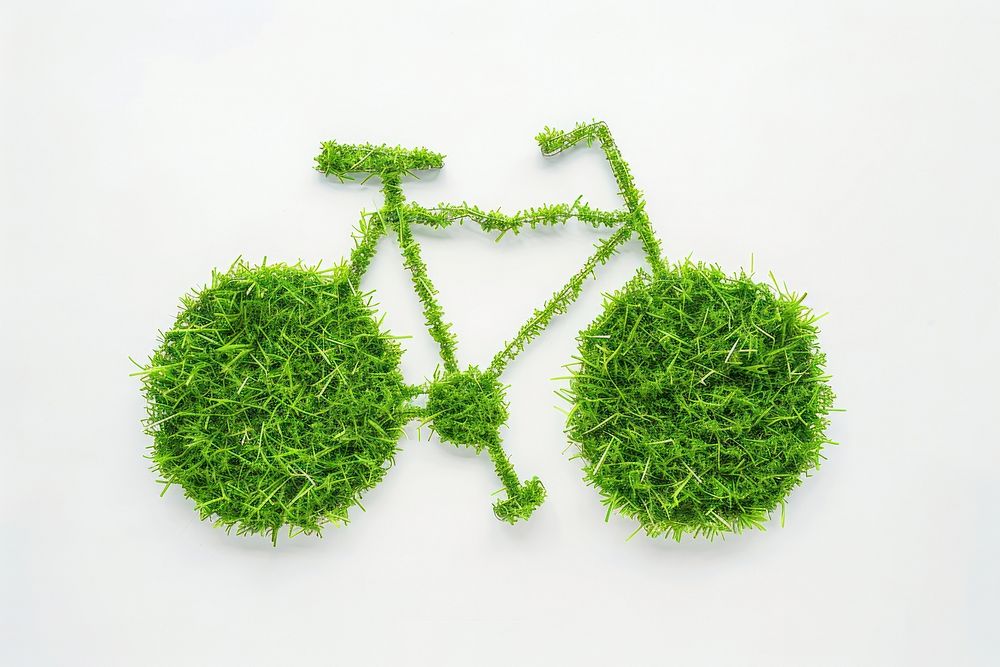 Bicycle shape lawn grass green accessories.