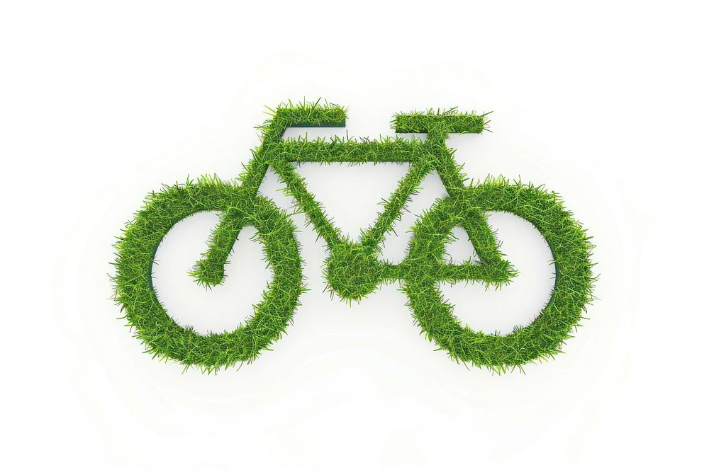 Bicycle shape lawn symbol grass green.