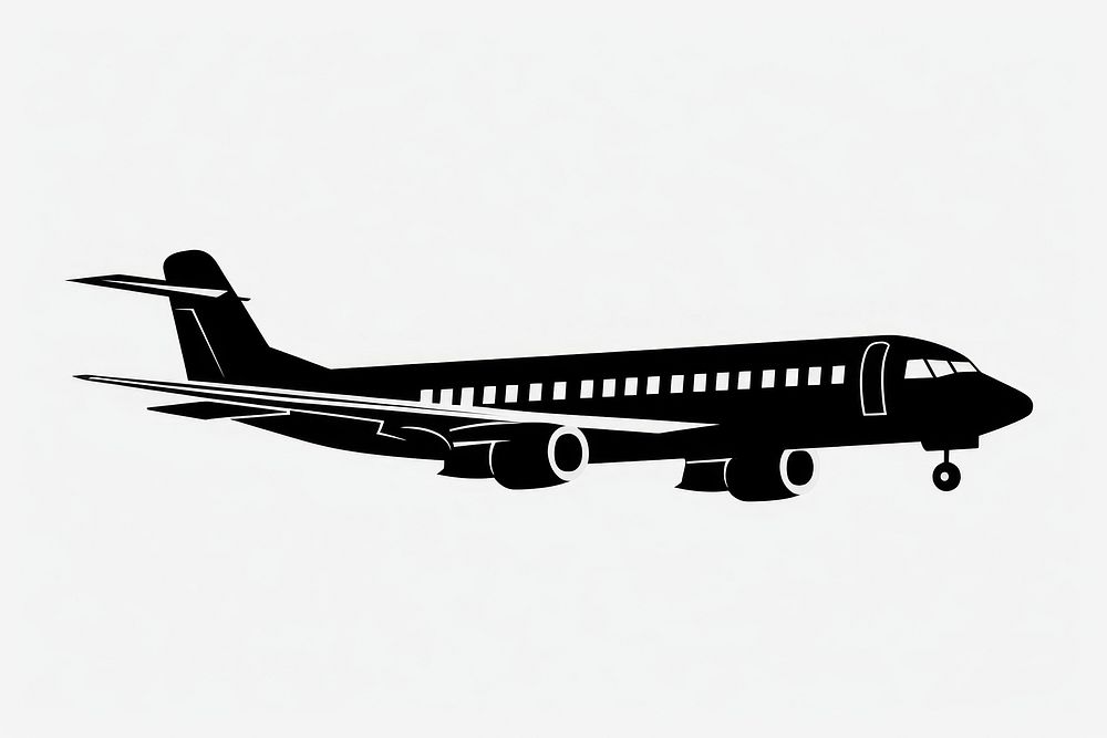 Airplane silhouette transportation aircraft airliner.