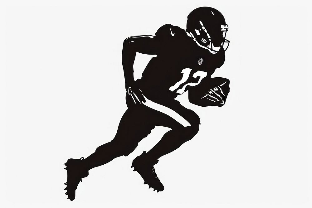 American football player silhouette clothing footwear stencil.