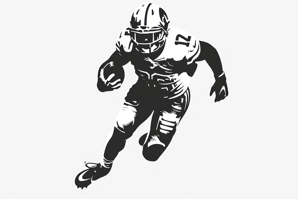 American football player silhouette clothing stencil apparel.
