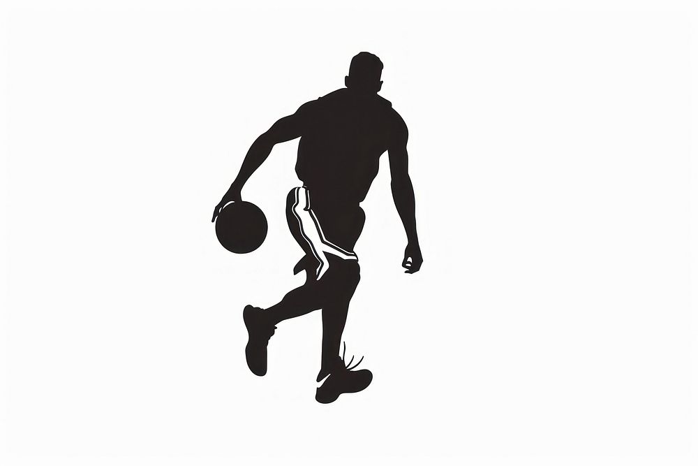 Basketball player silhouette clothing footwear apparel.
