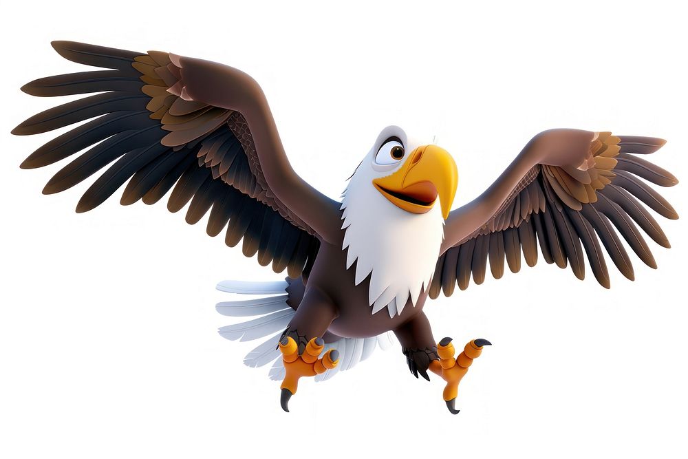 3D Illustration of flying eagle animal bird beak.