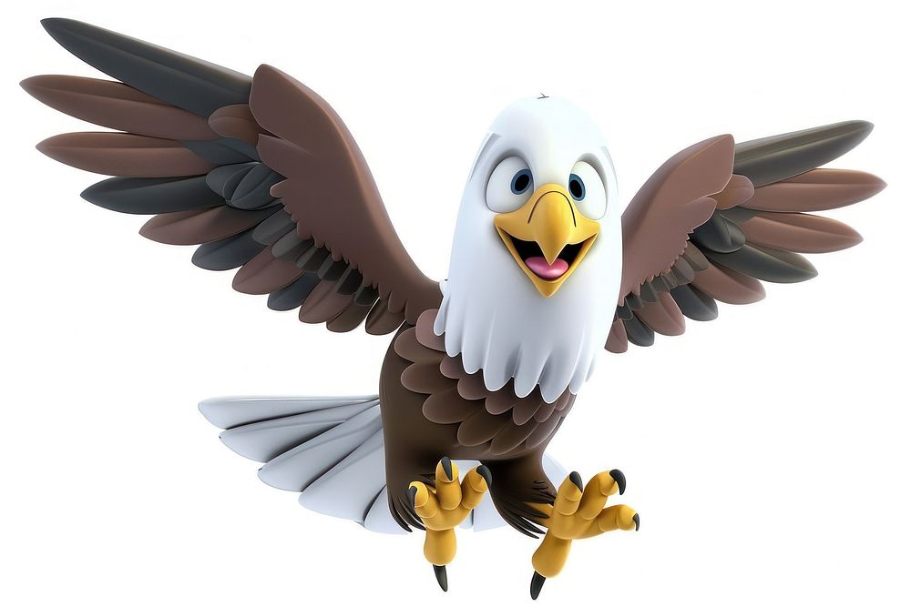 3D Illustration of flying eagle animal shark bird.
