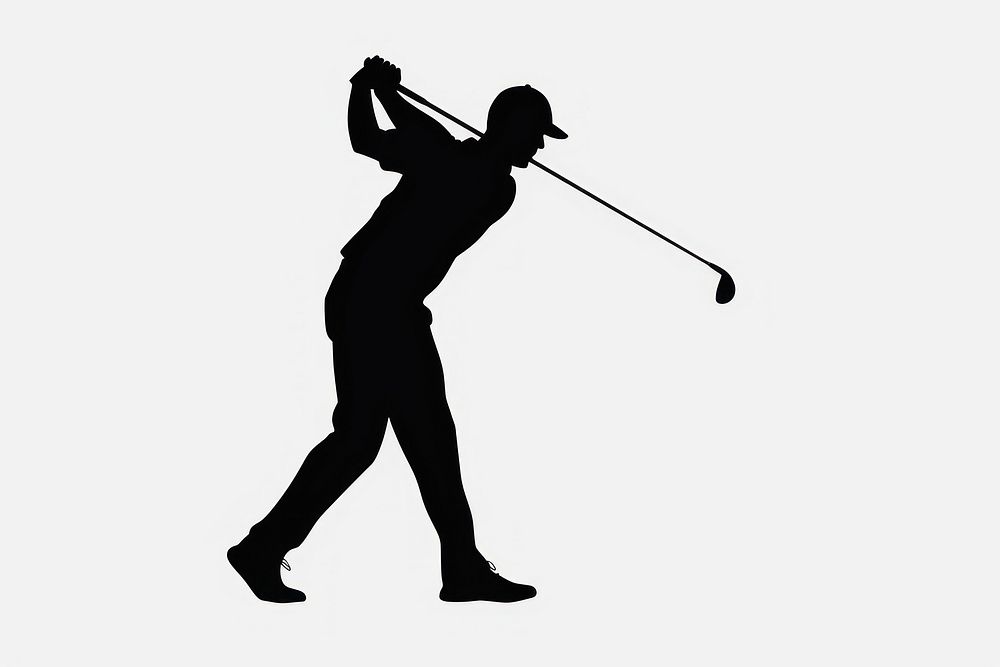 Golf player silhouette weaponry clothing footwear.