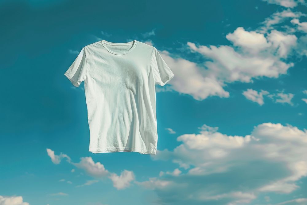 Photo of white t-shirt sky clothing outdoors.