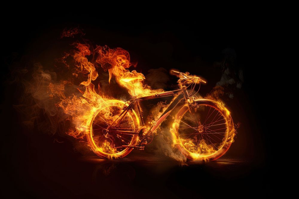 Photo of bicycle flame fire transportation.