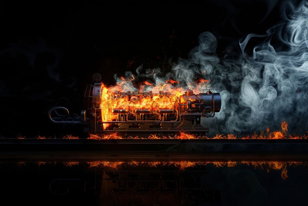Photo of machine flame fire transportation.