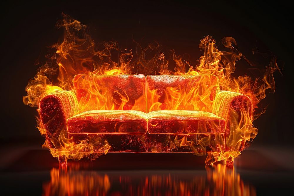 Photo of plastic sofa flame fire furniture.