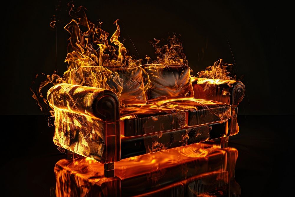 Photo of plastic sofa flame fire furniture.