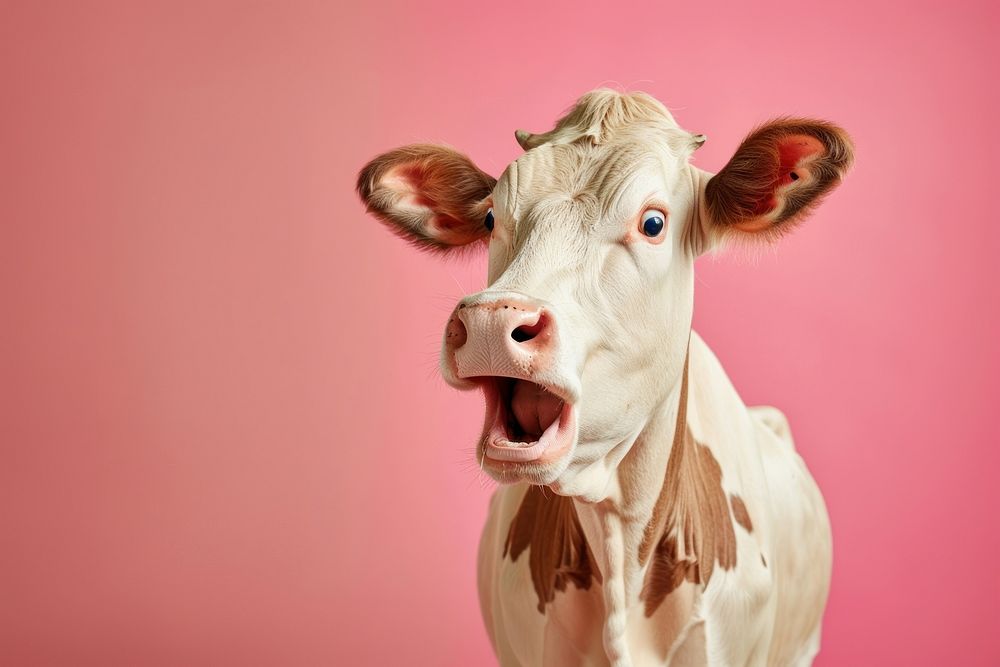Photo of shocked cow livestock animal cattle.