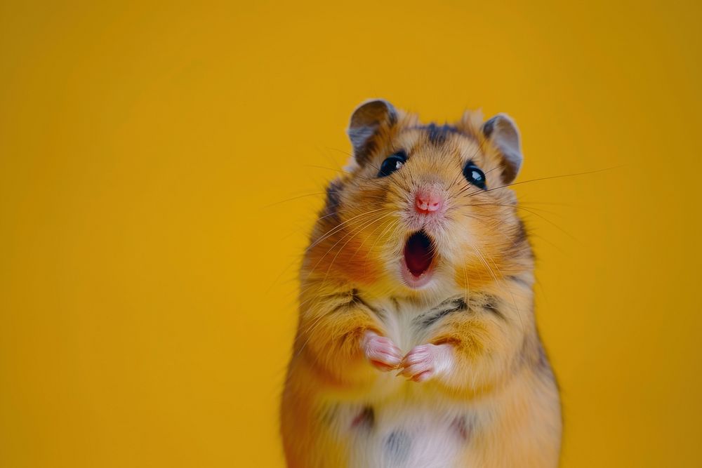 Photo of shocked hamster pet animal mammal.