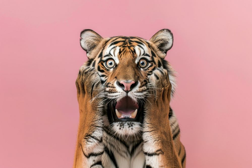 Photo of shocked tiger wildlife animal mammal.