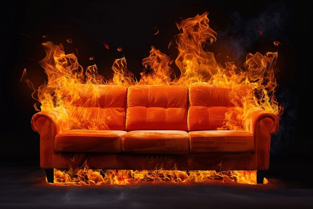 Photo of sofa flame fire furniture.