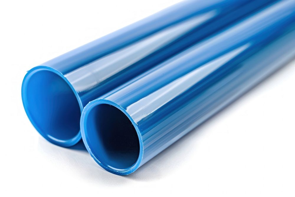 Photo of solid blue pvc pipe plastic steel.