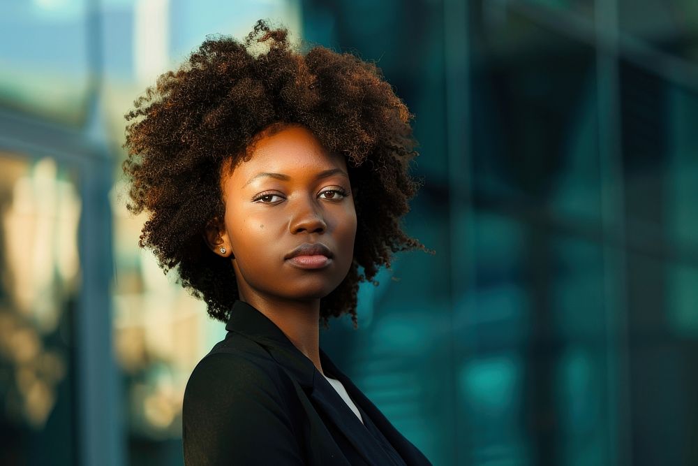 Photo of black business woman portrait photography person.