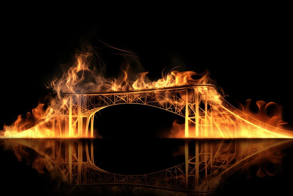 Photo of bridge flame fire architecture.