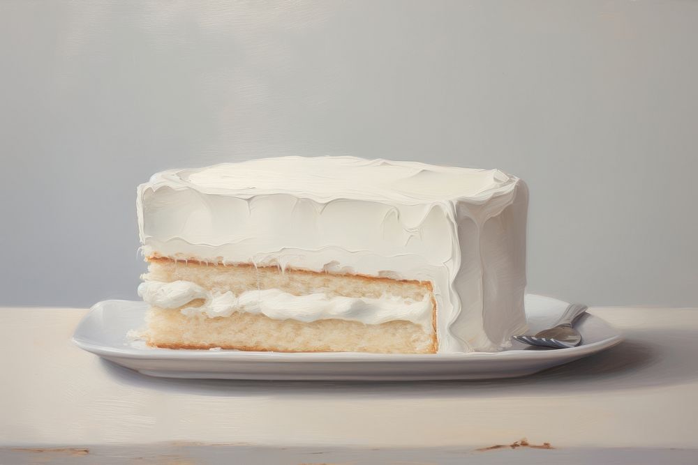 Clsoe up on pale cake dessert cream creme.