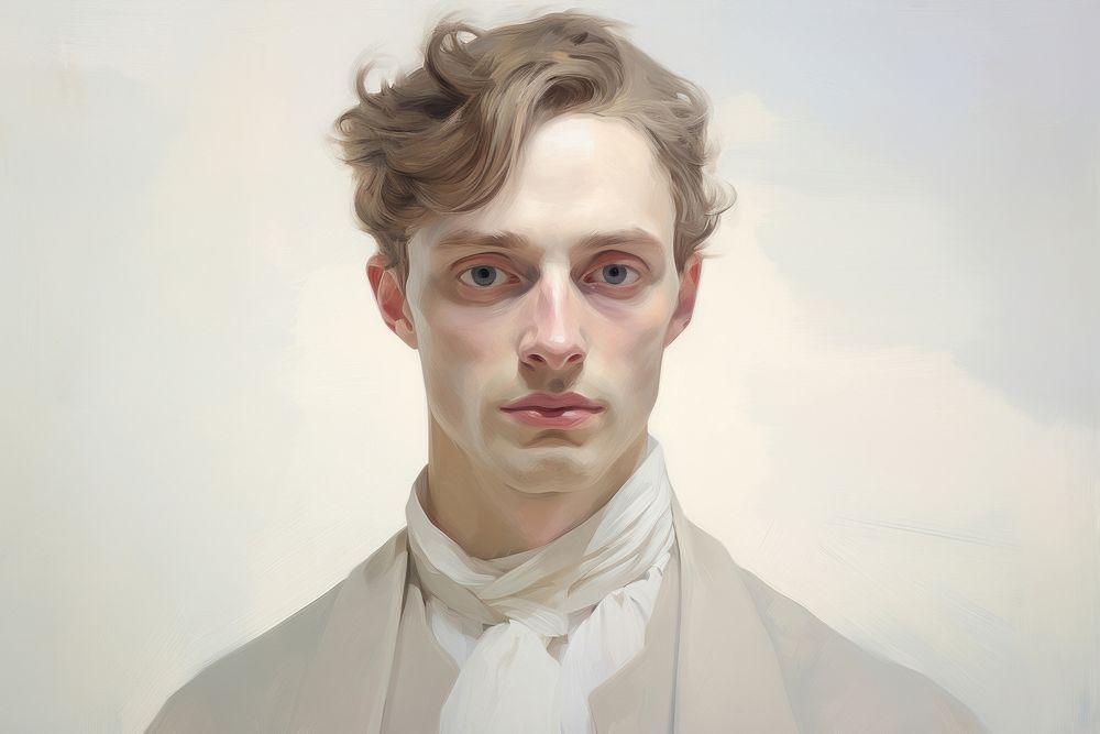 Oil painting of pale a man photography illustrated portrait.