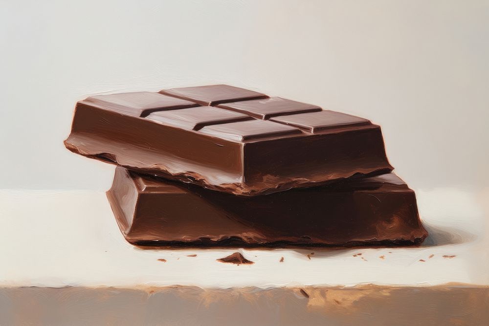 Oil painting of a close up on pale a chocolate furniture dessert cocoa.