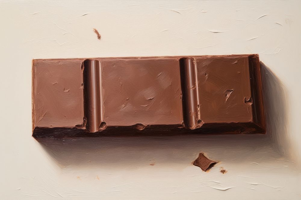 Oil painting of a close up on pale a chocolate bar in packaging letterbox dessert mailbox.