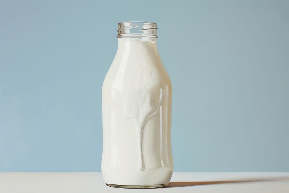 Close up on pale milk beverage drink dairy.