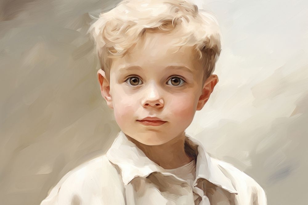 Oil painting of pale a kid photography portrait person.