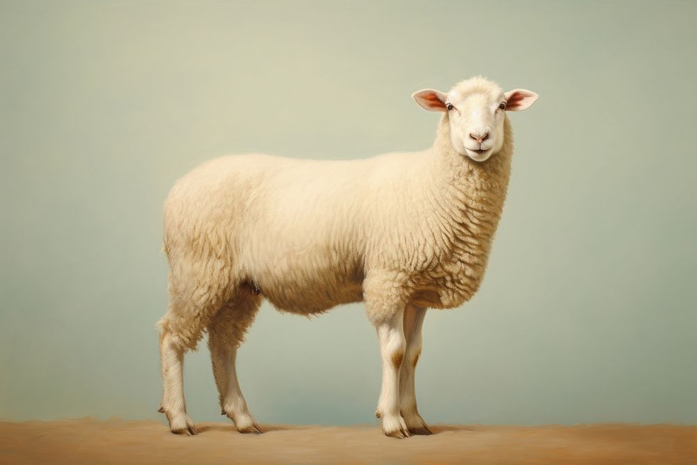 A close up on pale a sheep livestock animal mammal.