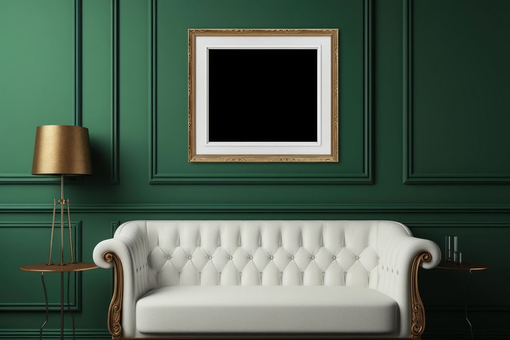Blank white frame mockup architecture furniture painting.