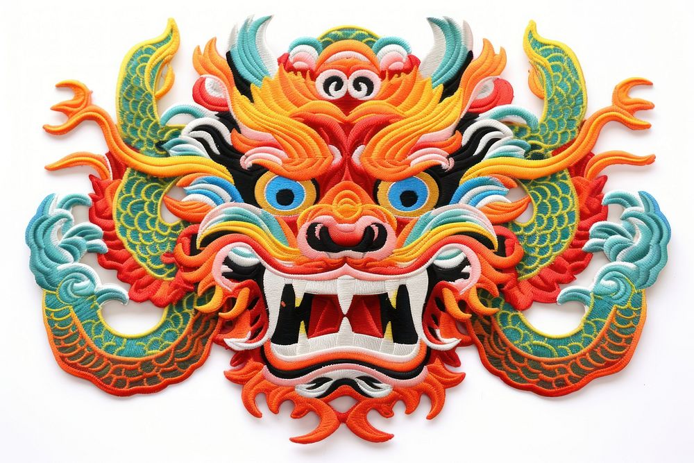 Chinese dragon dessert pattern emblem.